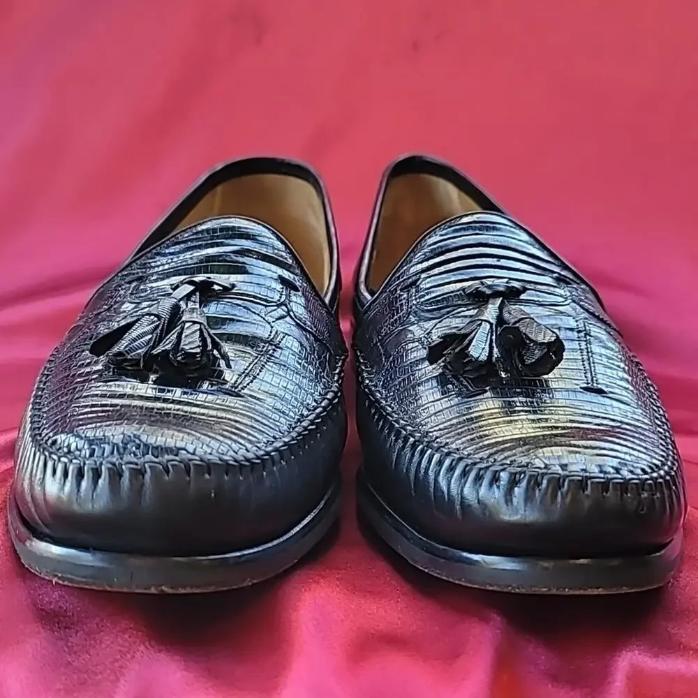 MEZLAN sz 11 LIZARD TASSEL LOAFER black excellent condition ORIG $575